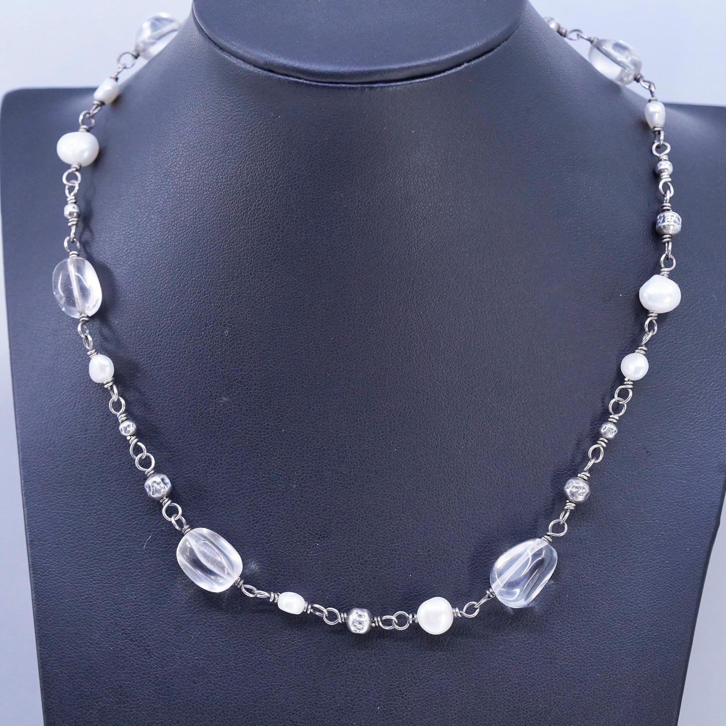 16+2", Silpada Sterling Silver Freshwater Pearl Crystal Necklace N1602 TS6330