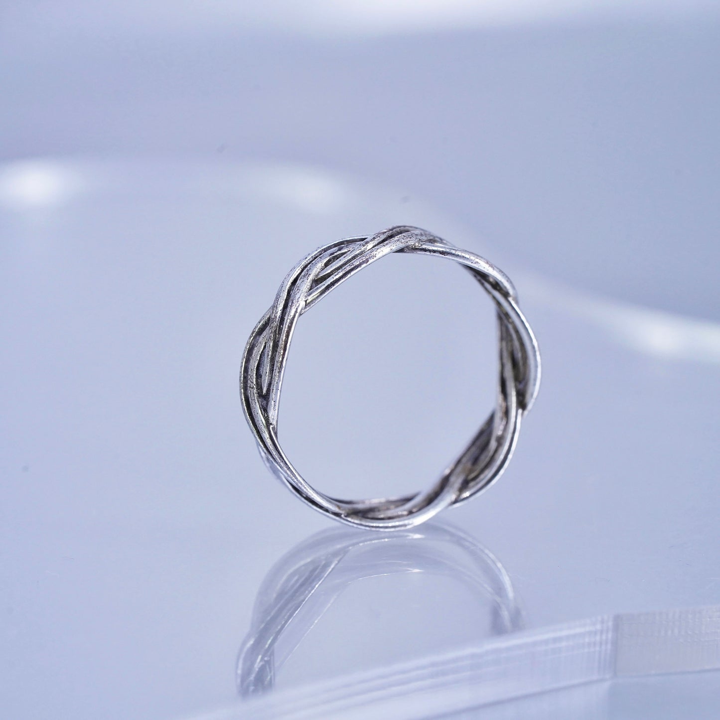 Size 9, vintage modern Sterling 925 silver handmade ring, wavy band