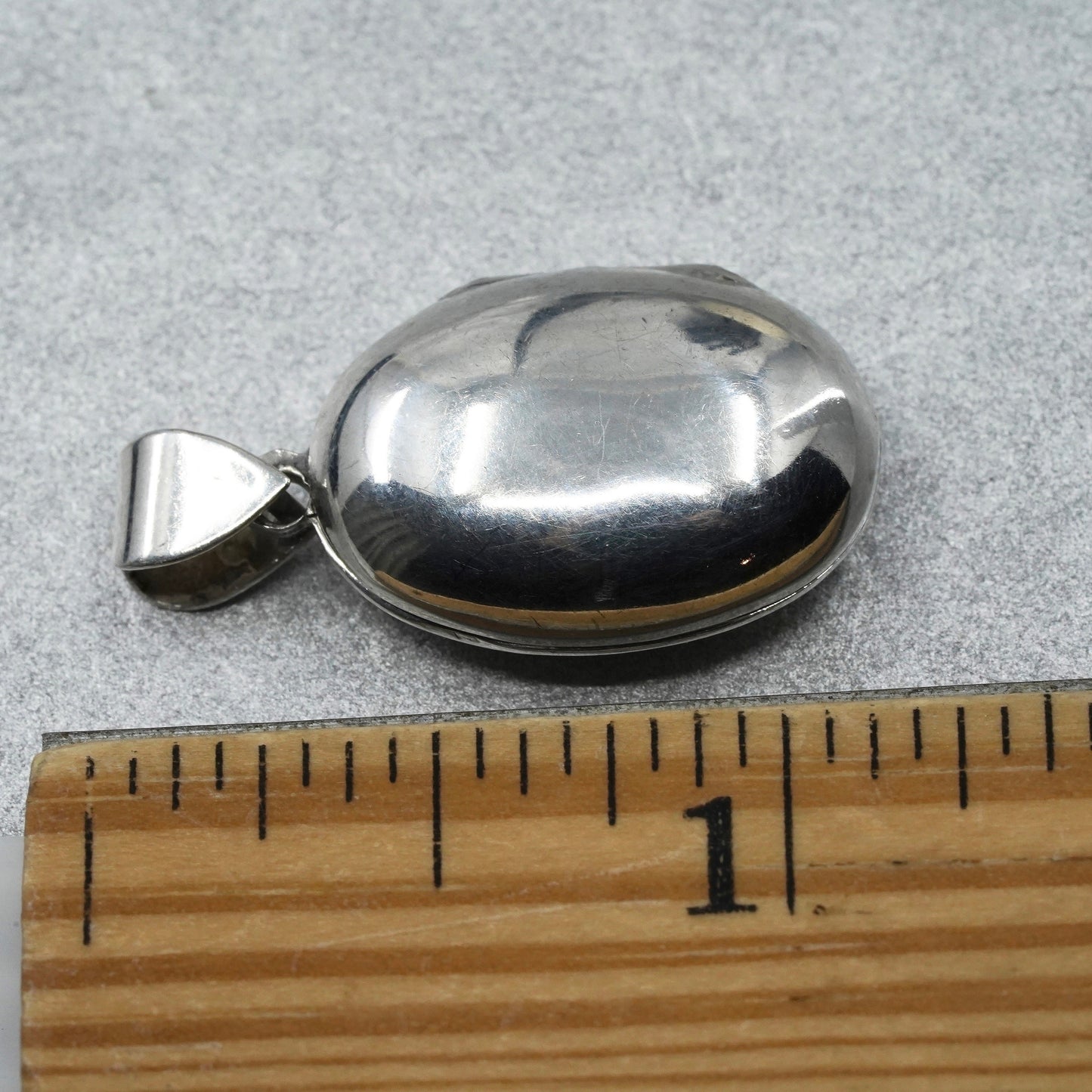 Vintage Sterling silver pendant charm, 925 oval two photos locket