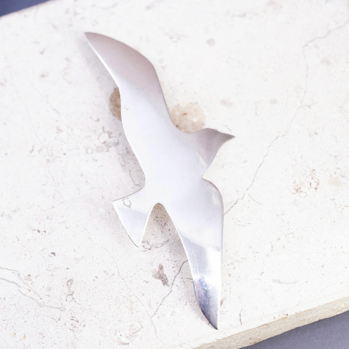Vintage Sterling 925 Silver Seagull Bird Brooch Pin Large Flying Bird Jewelry