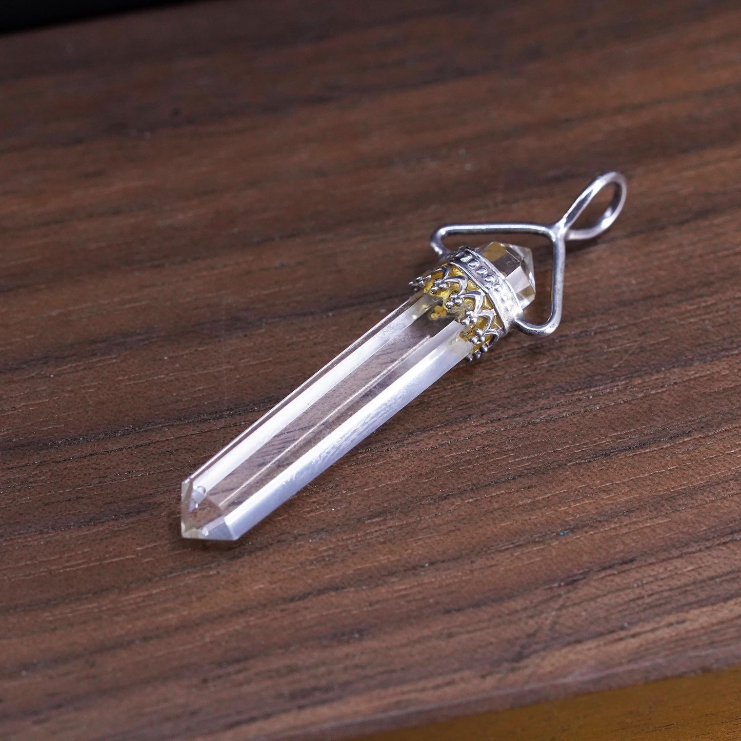 Vintage sterling 925 silver handmade healing crystal pendant