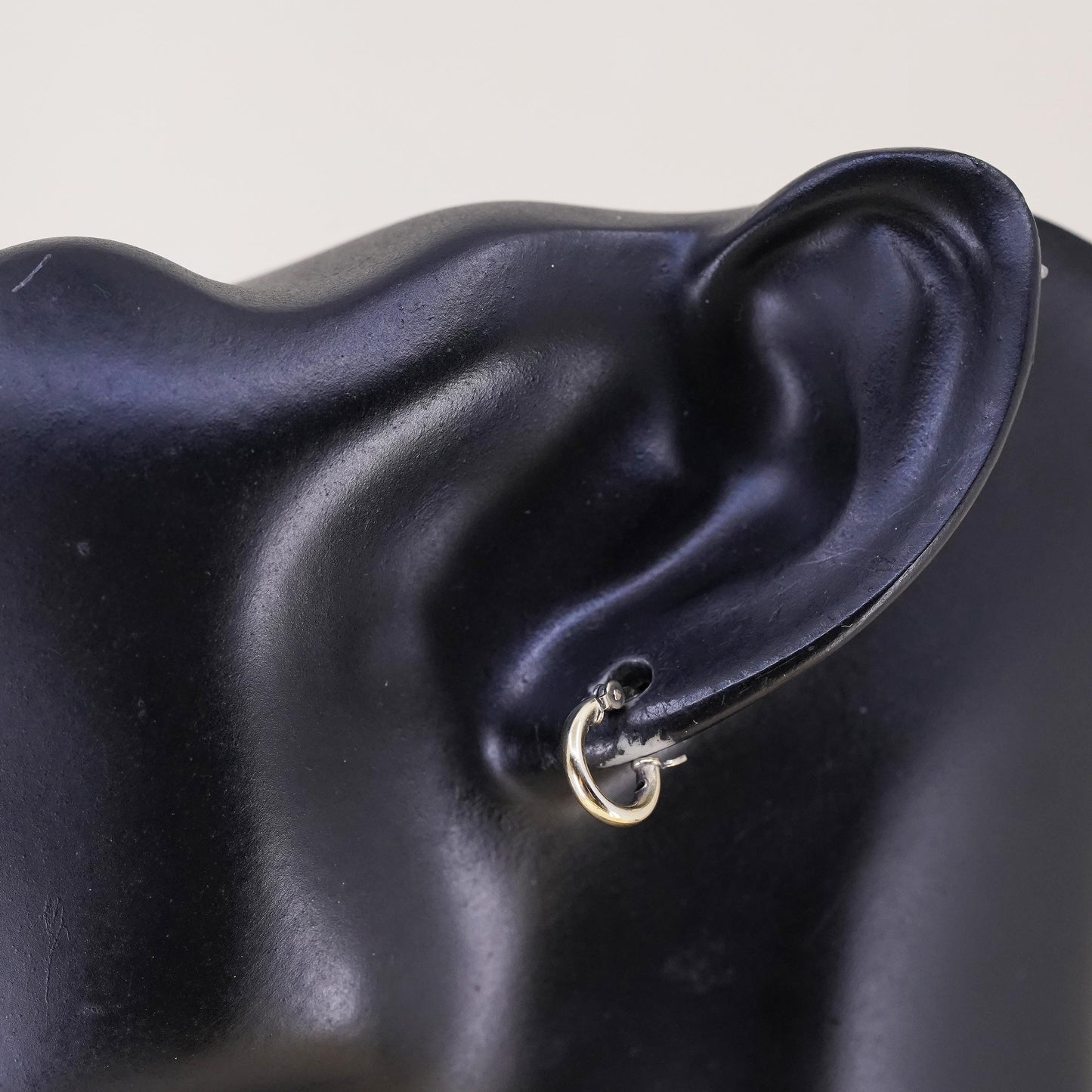 10mm, Vintage gold over sterling silver loop earrings, fine 925 silver hoops
