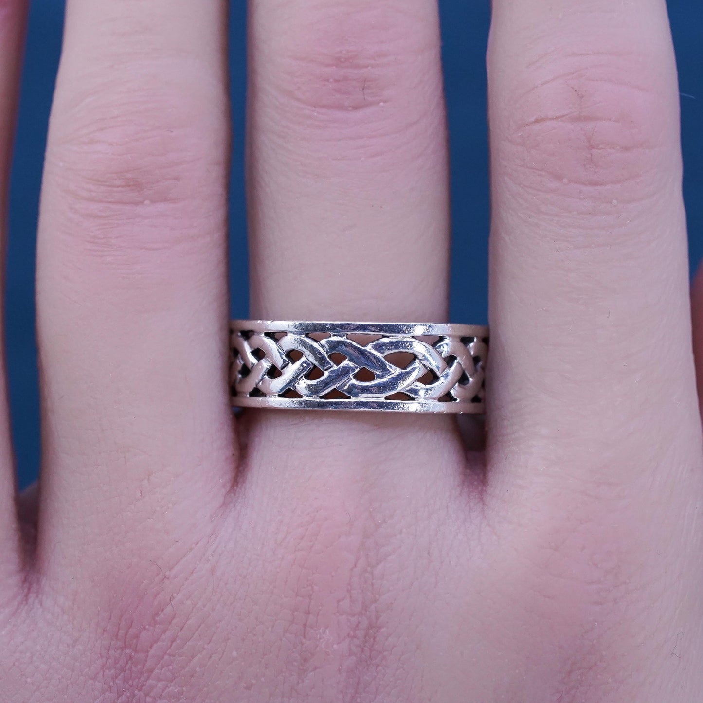 Size 11, vintage Sterling silver handmade ring, irish celtic knot 925 band