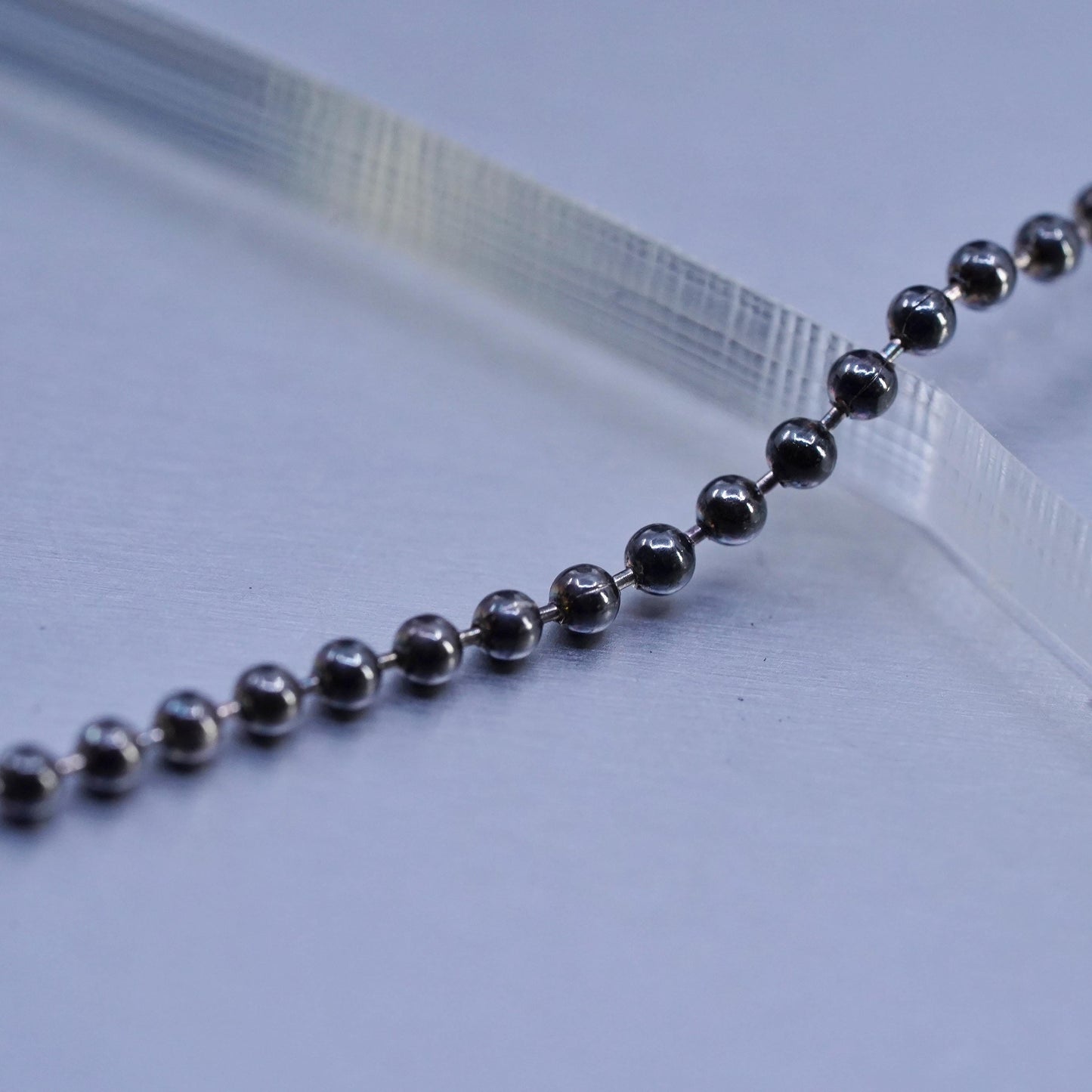 20" 1mm, vintage Italian IBB Sterling 925 silver oxidized chain necklace beads