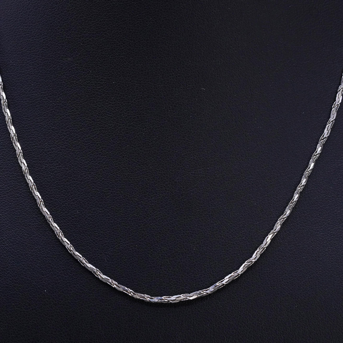 18" 2mm, Vintage Italian Sterling silver handmade necklace, twisted 925 nugget chain