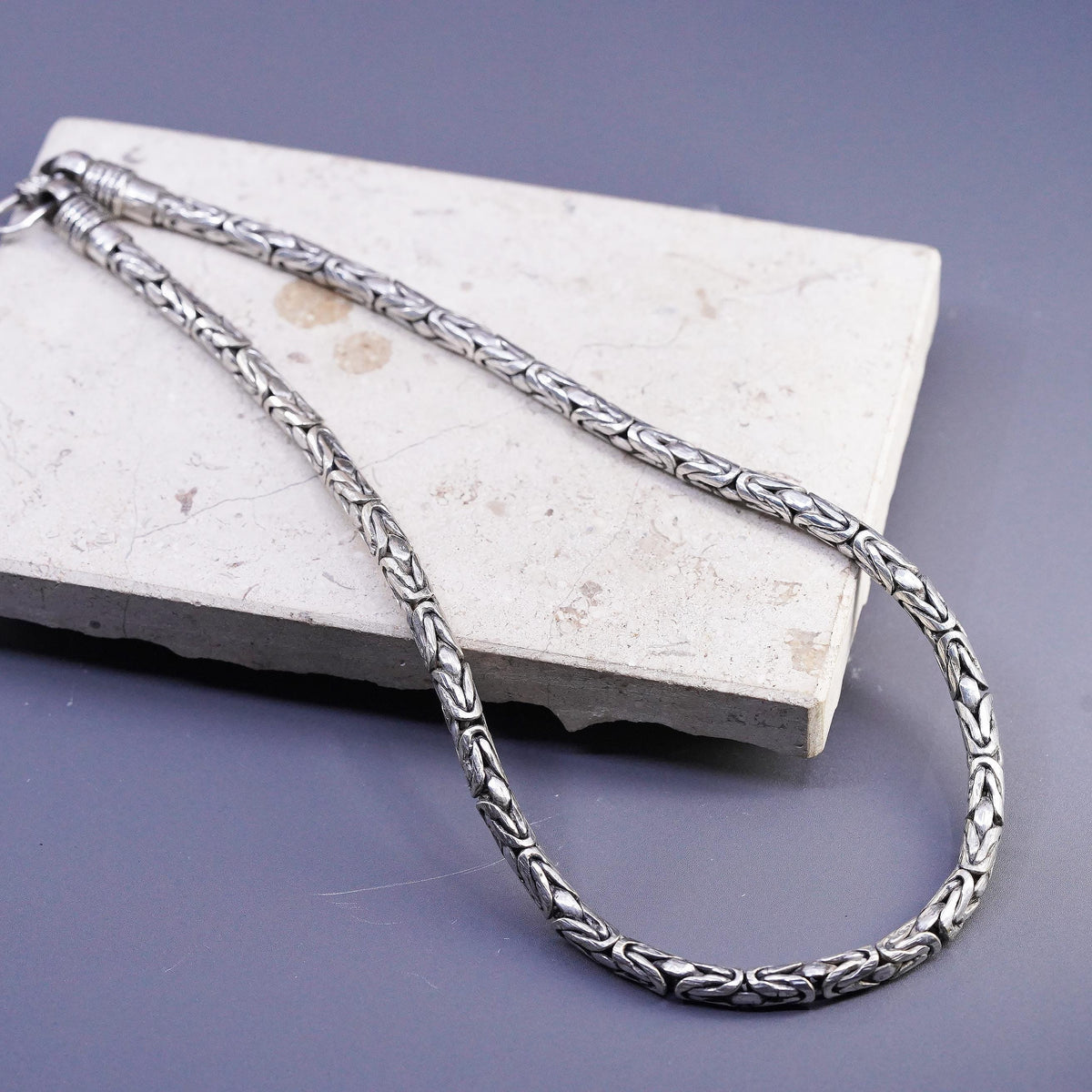19” 5mm, Vintage Southwestern Sterling 925 silver Birdcage Byzantine necklace
