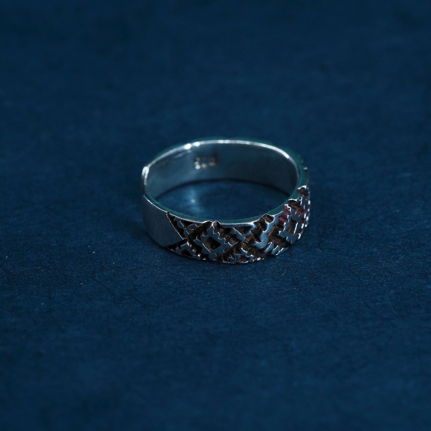 Size 2.5, vintage Sterling silver handmade ring, 925 textured band