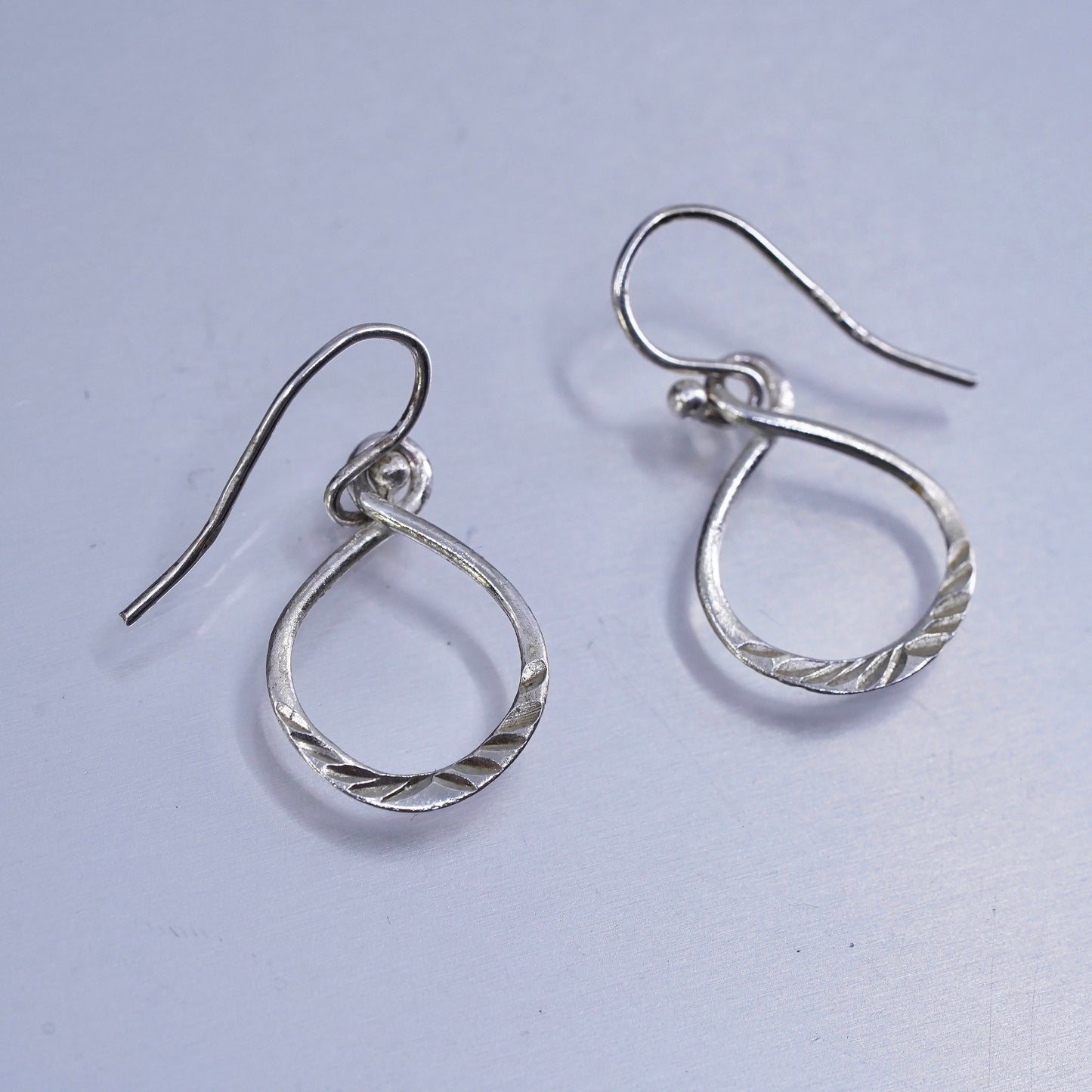 Vintage Sterling 925 silver textured teardrop earrings