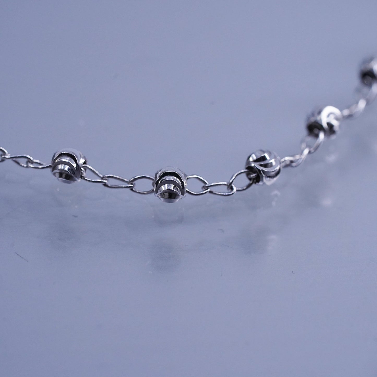 12+3”, vintage Italian Sterling 925 silver bead chain necklace