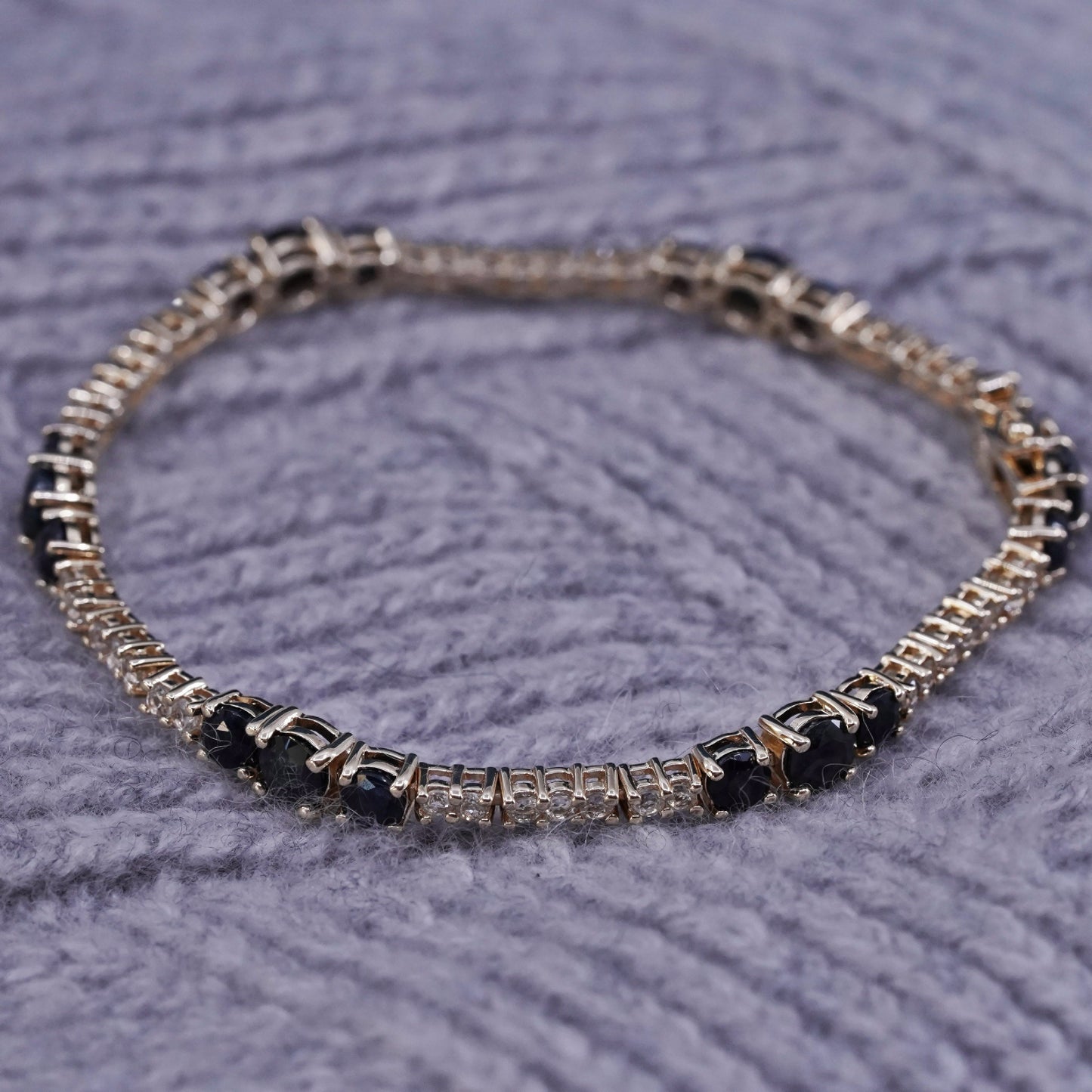 7.25”, vermeil gold over sterling 925 silver tennis bracelet with sapphire cz