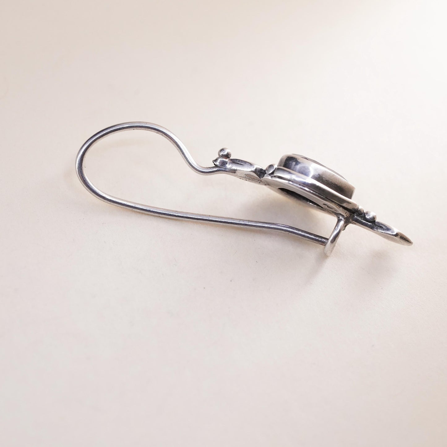 Southwestern sterling silver 925 single earring with amethyst and lever back