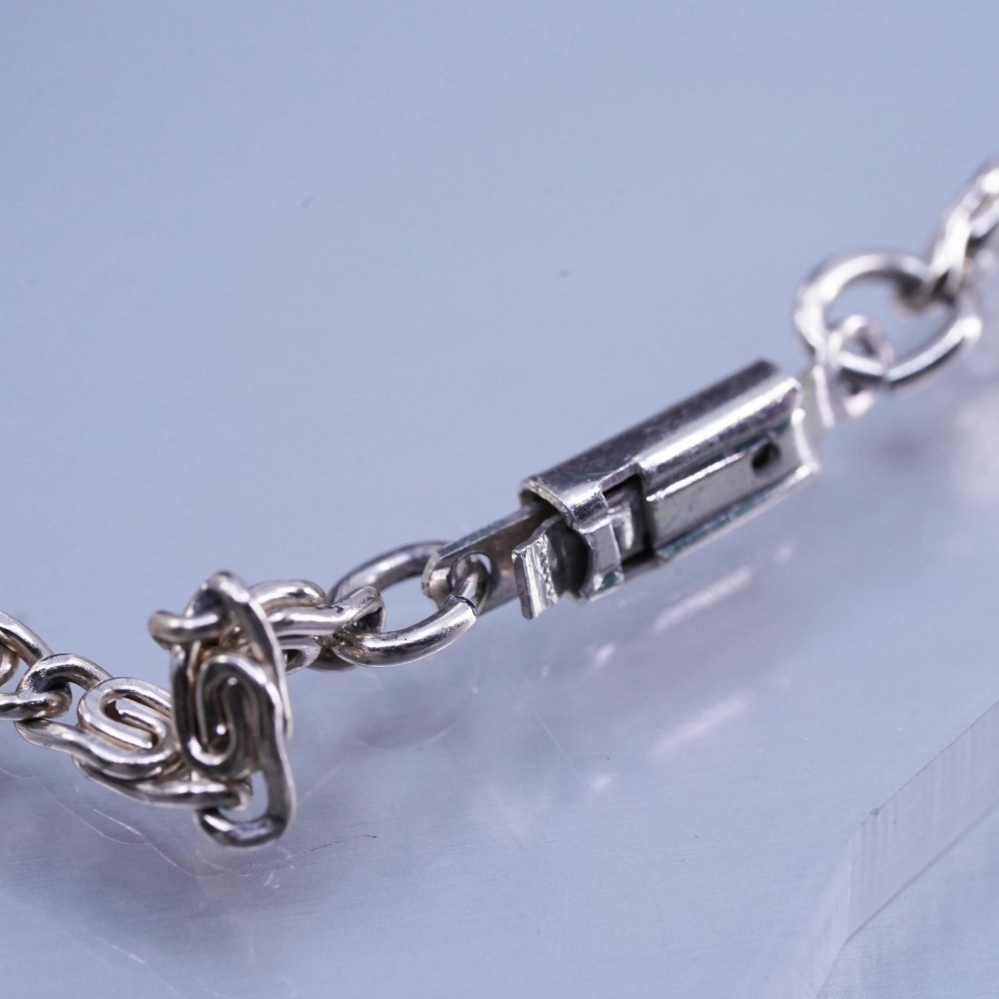 18” 3mm, vintage German Sterling 800 silver flatten curb chain necklace