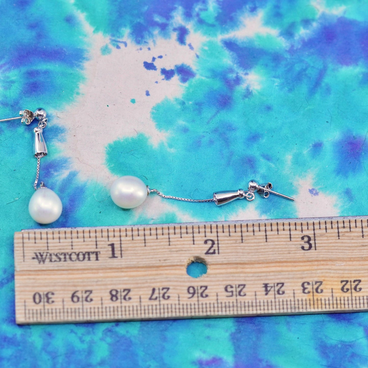 Vintage Sterling silver handmade earrings, 925 hooks with pearl