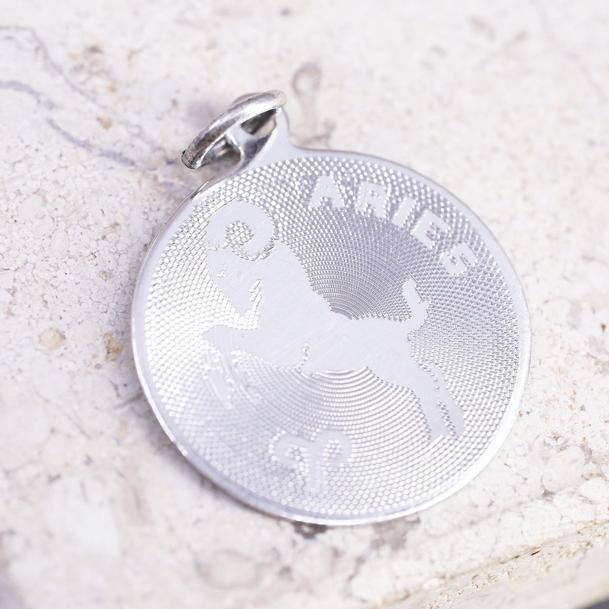 Sterling 925 Silver Aries Zodiac Pendant, Ram Astrology Medallion Charm Jewelry
