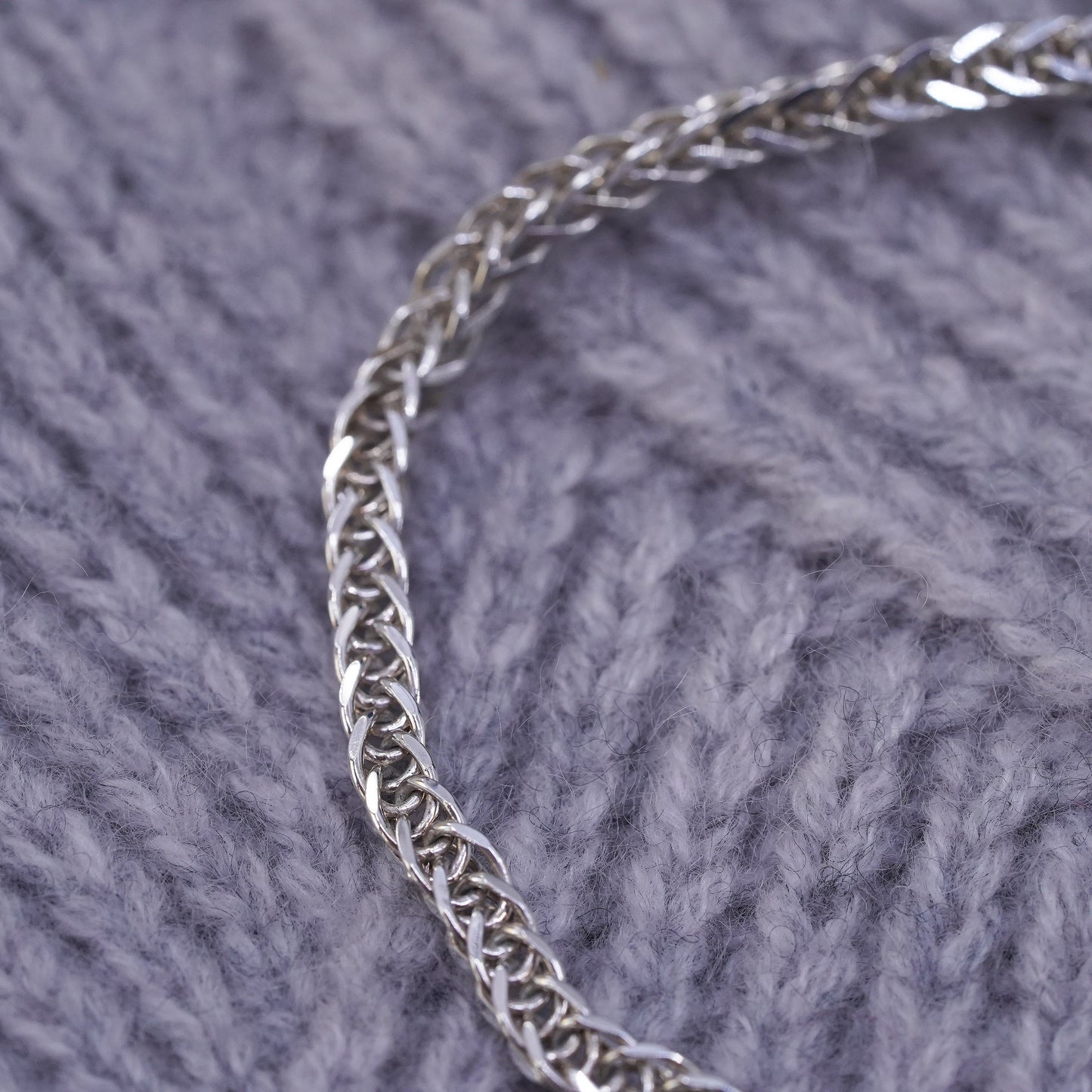 7.25”, vintage Italian Milor Sterling silver bracelet, bold 925 wheat chain