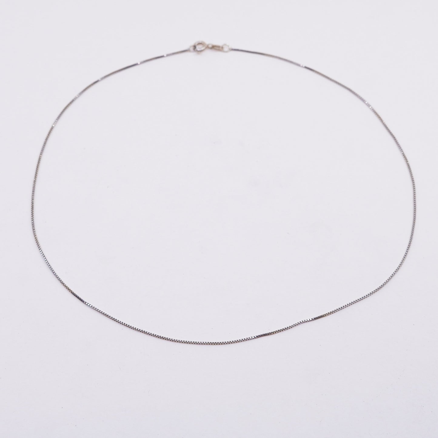 18”, 1mm, Vintage vermeil gold over sterling 925 silver box chain, necklace, stamped 925