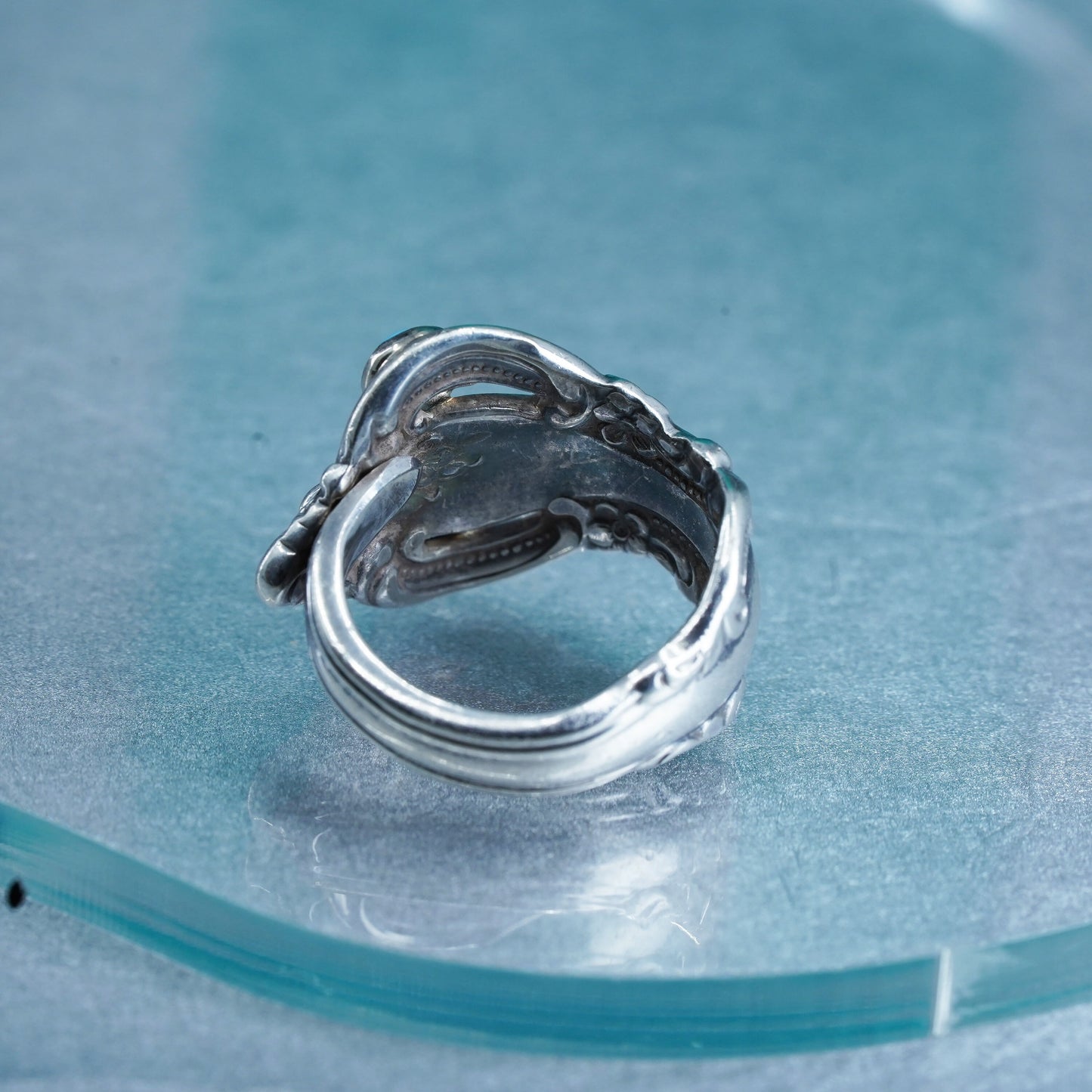 Size 7.75, Native American navajo Sterling 925 silver spoon ring turquoise