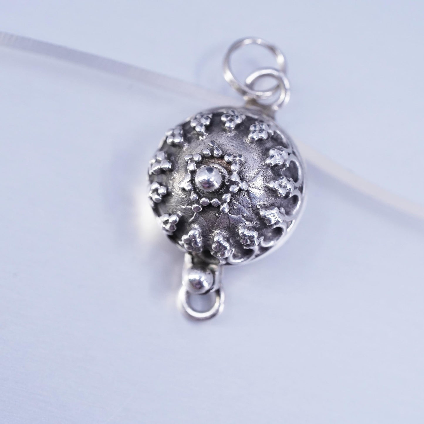 Vintage Sterling 925 silver handmade beaded clasp