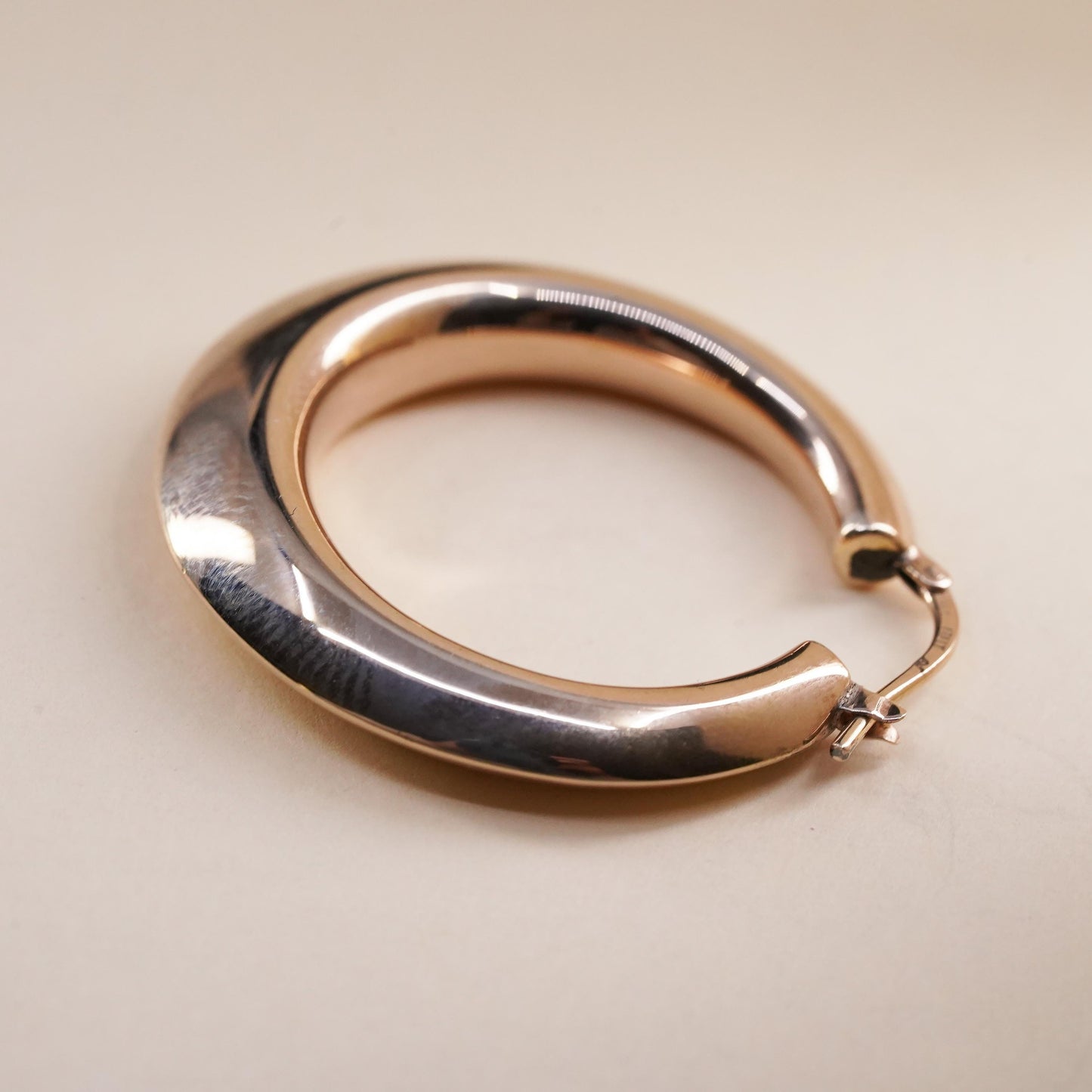 1.5", Italian vermeil gold over sterling 925 silver single earring, hoop