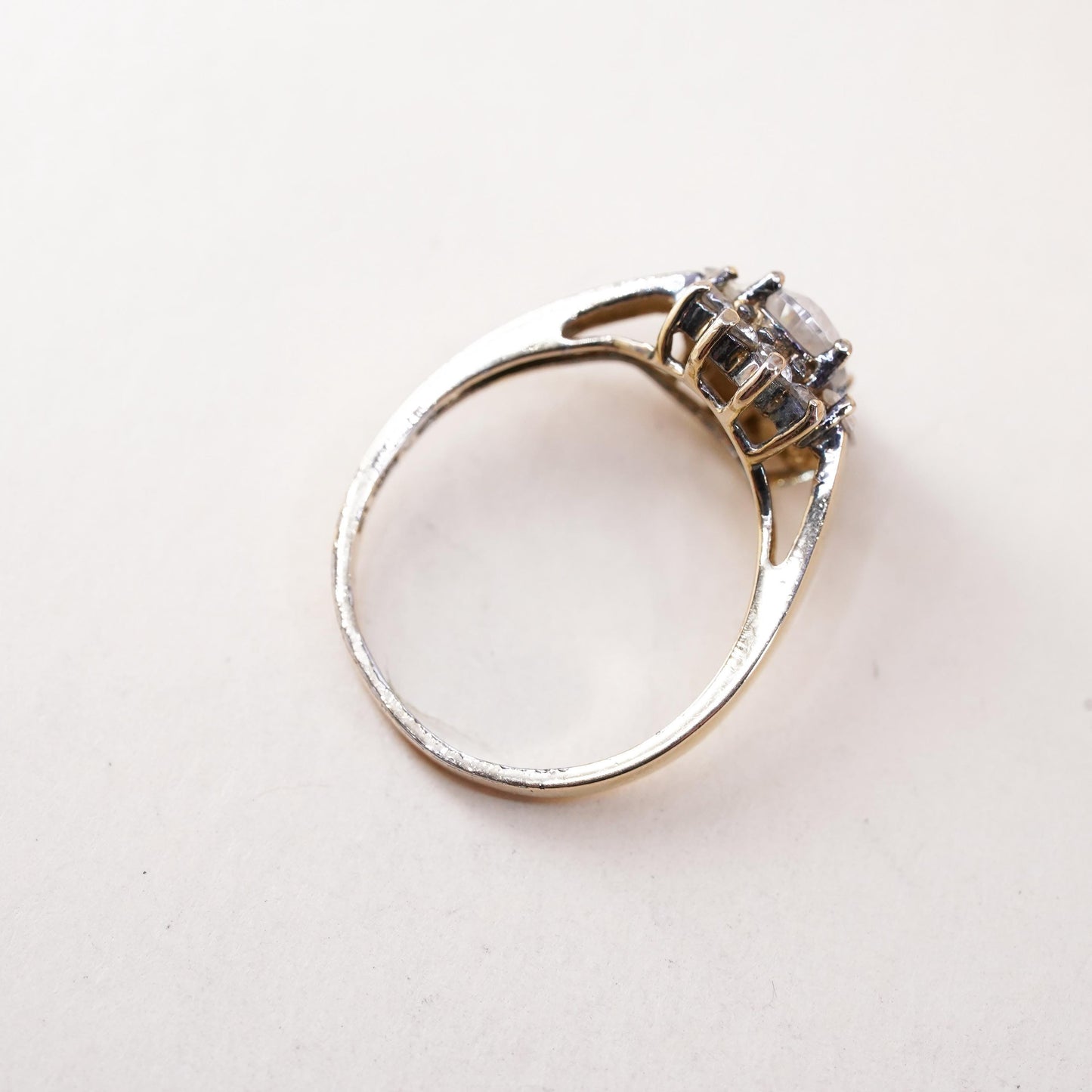 Size 5.25, vermeil gold over sterling silver CZ ring, 925 engagement ring