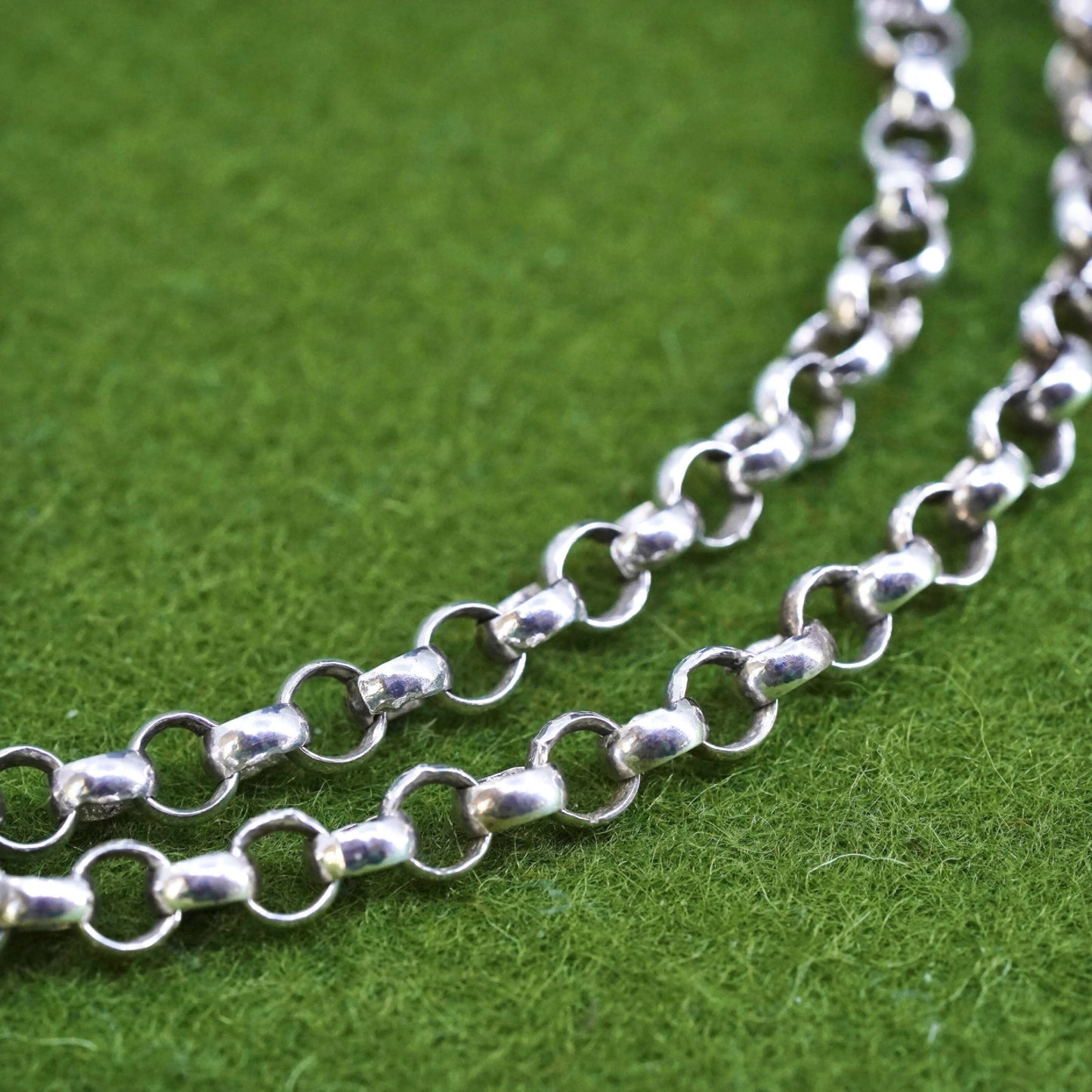 20" 5mm, vintage sterling silver handmade necklace, 925 bold circle link chain