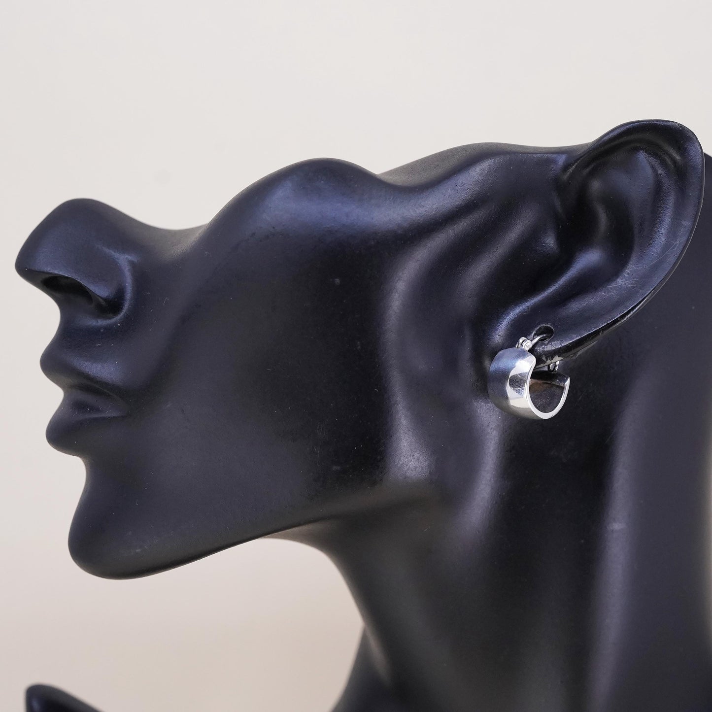 0.5”, Vintage sterling silver single earring, 925 huggie hoop