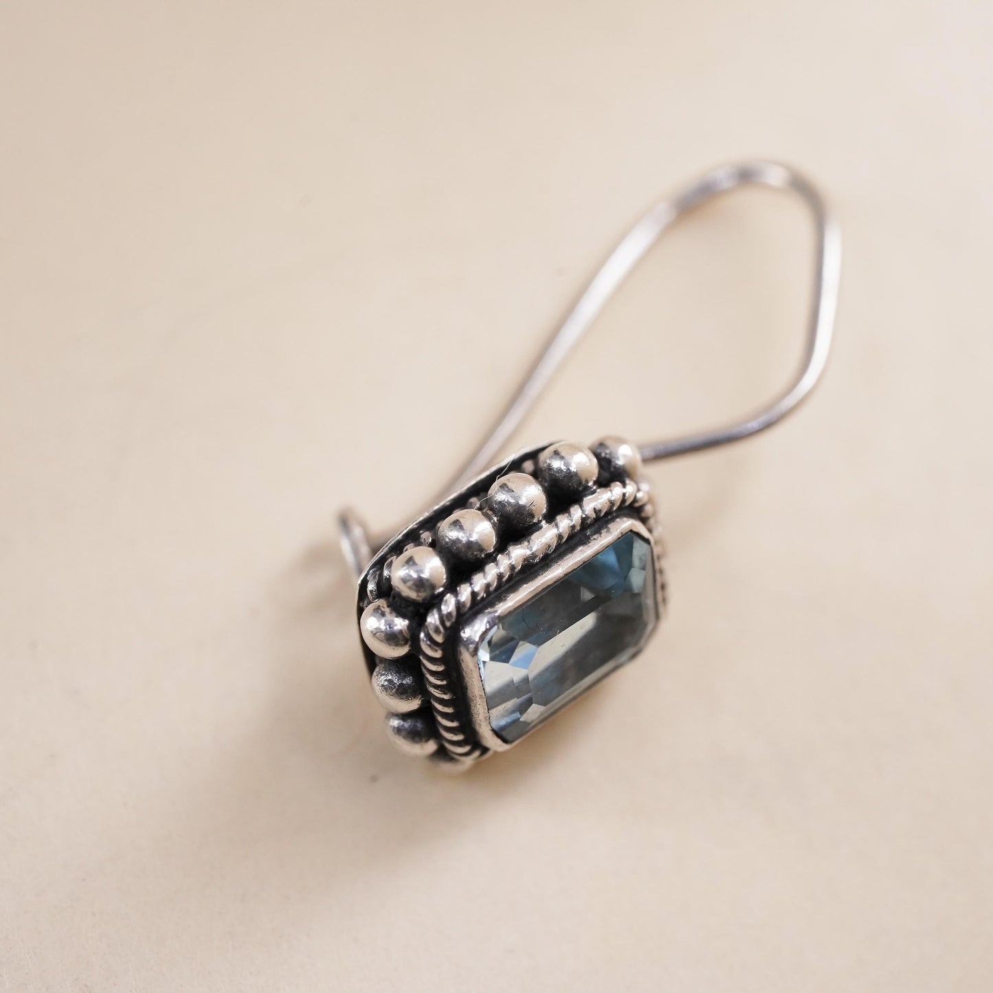 Southwestern sterling silver 925 handmade single earring with topaz and beads