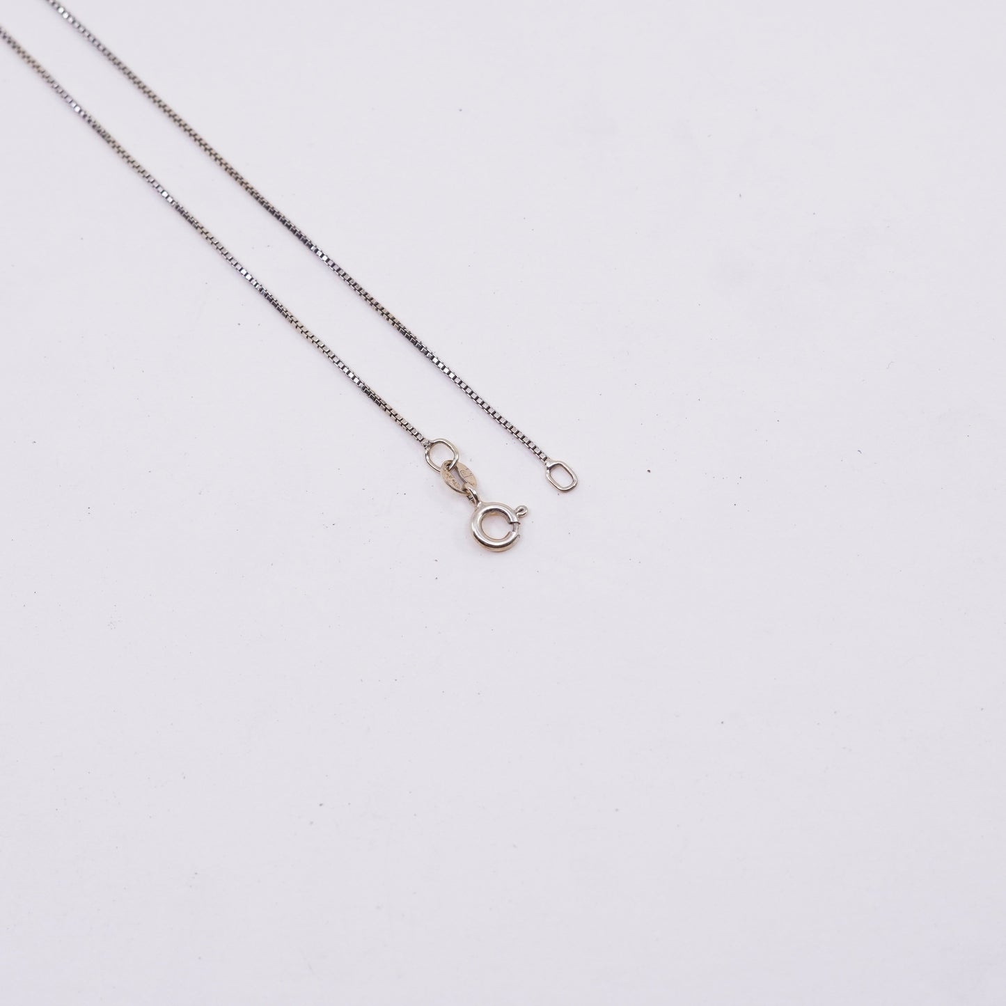 18”, 1mm, Vintage vermeil gold over sterling 925 silver box chain, necklace, stamped 925