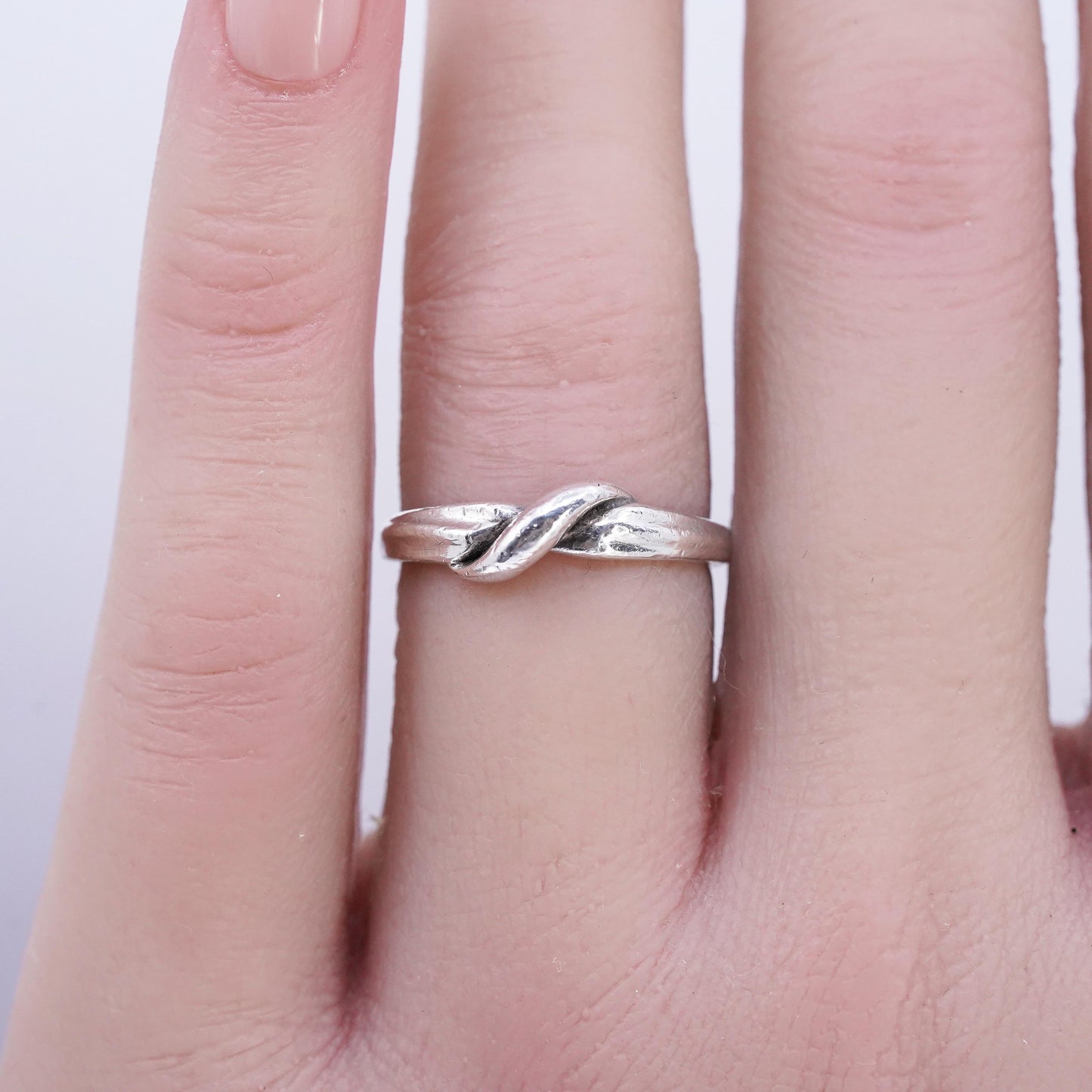 Size 6, southwestern Sterling 925 silver thin ring, wavy wave stackable band
