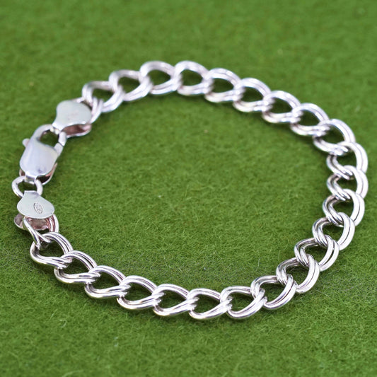 6.75", 8mm, Vintage sterling silver bracelet, 925 double curb chain