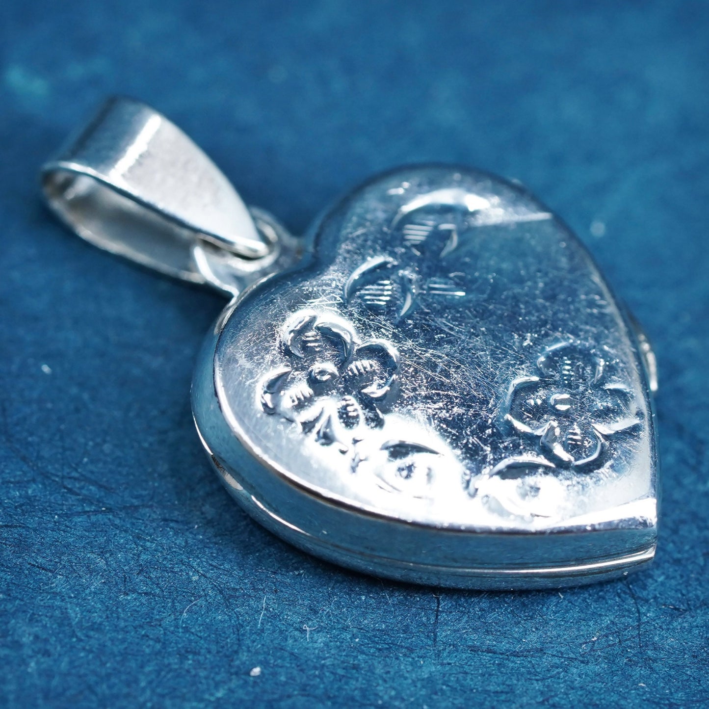 Vintage Sterling silver handmade pendant, 925 heart photo locket