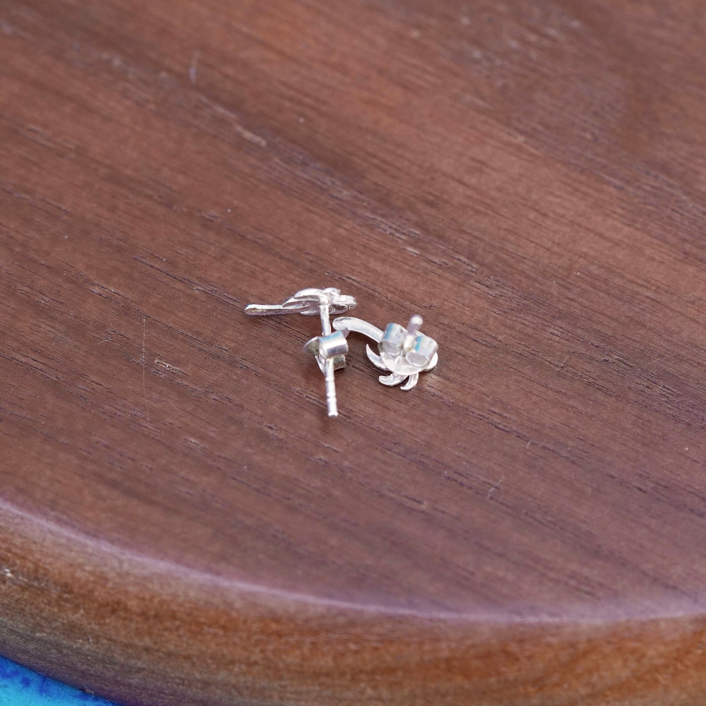 vintage Sterling silver handmade earrings, 925 palm tree studs
