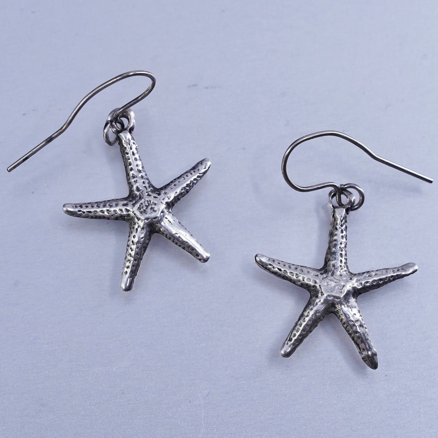 Vintage sterling 925 silver handmade earrings with star starfish dangles