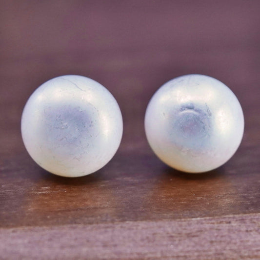 10mm, Sterling 925 silver with freshwater pearl studs earrings