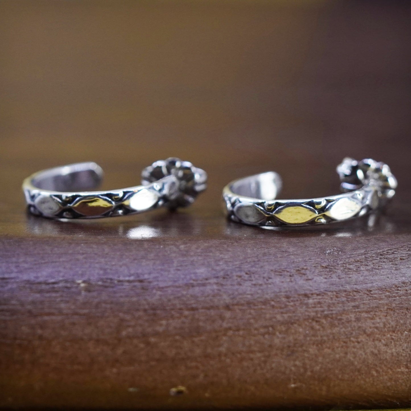 0.5”, Sterling silver handmade earrings, textured 925 huggie studs