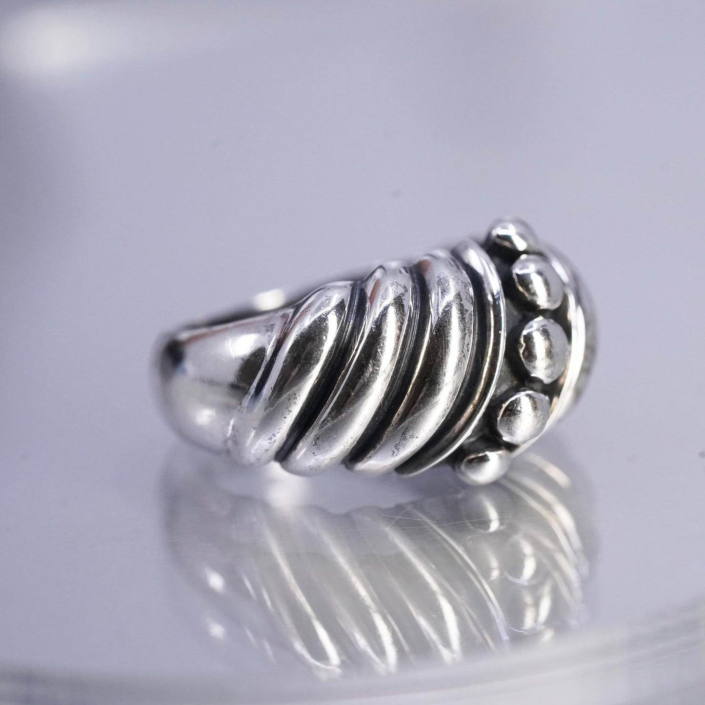 Size 8.25, Silpada Sterling 925 Silver Beaded Dot Swirl Dome Band Ring Retired