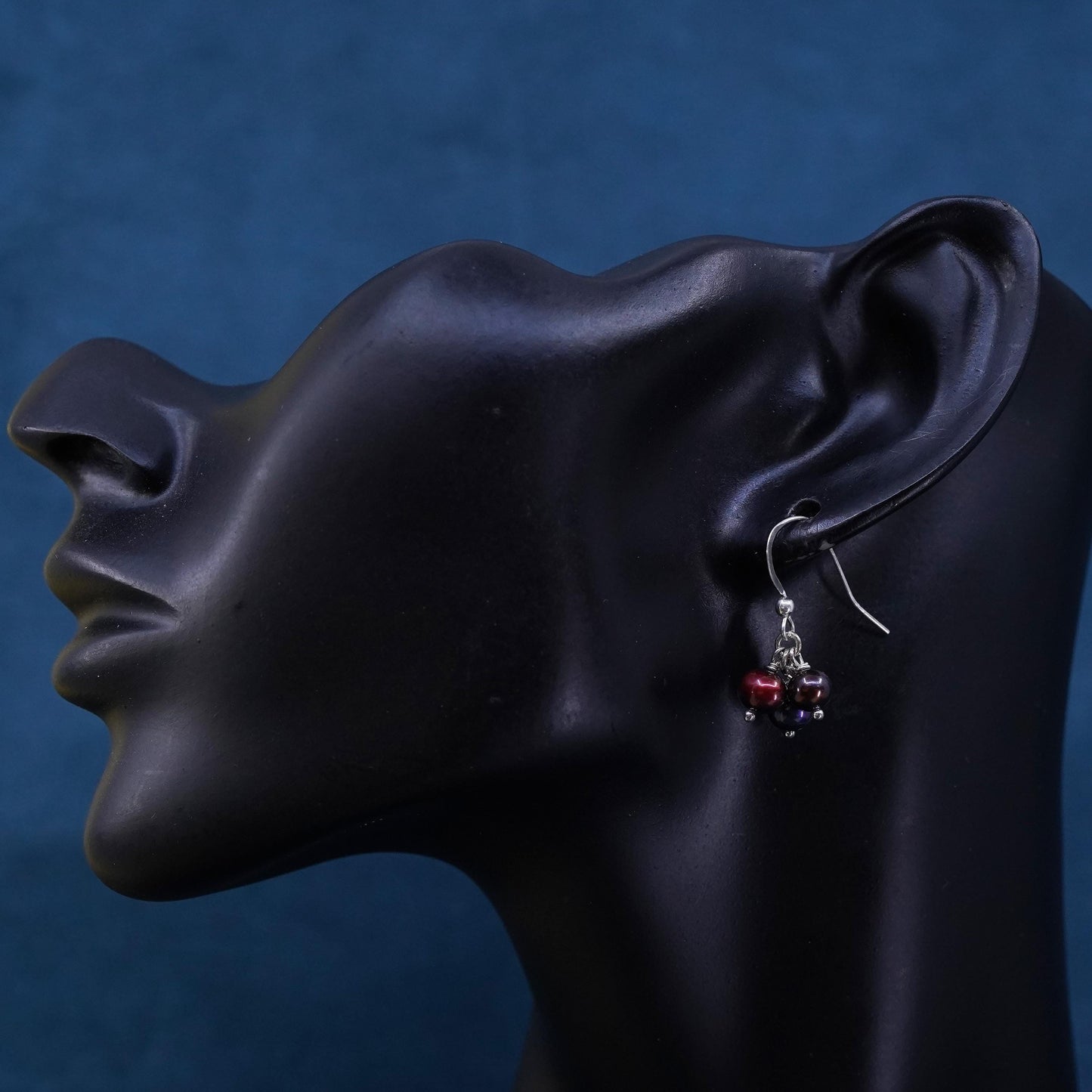 Vintage Sterling 925 silver handmade earrings with pearl drops