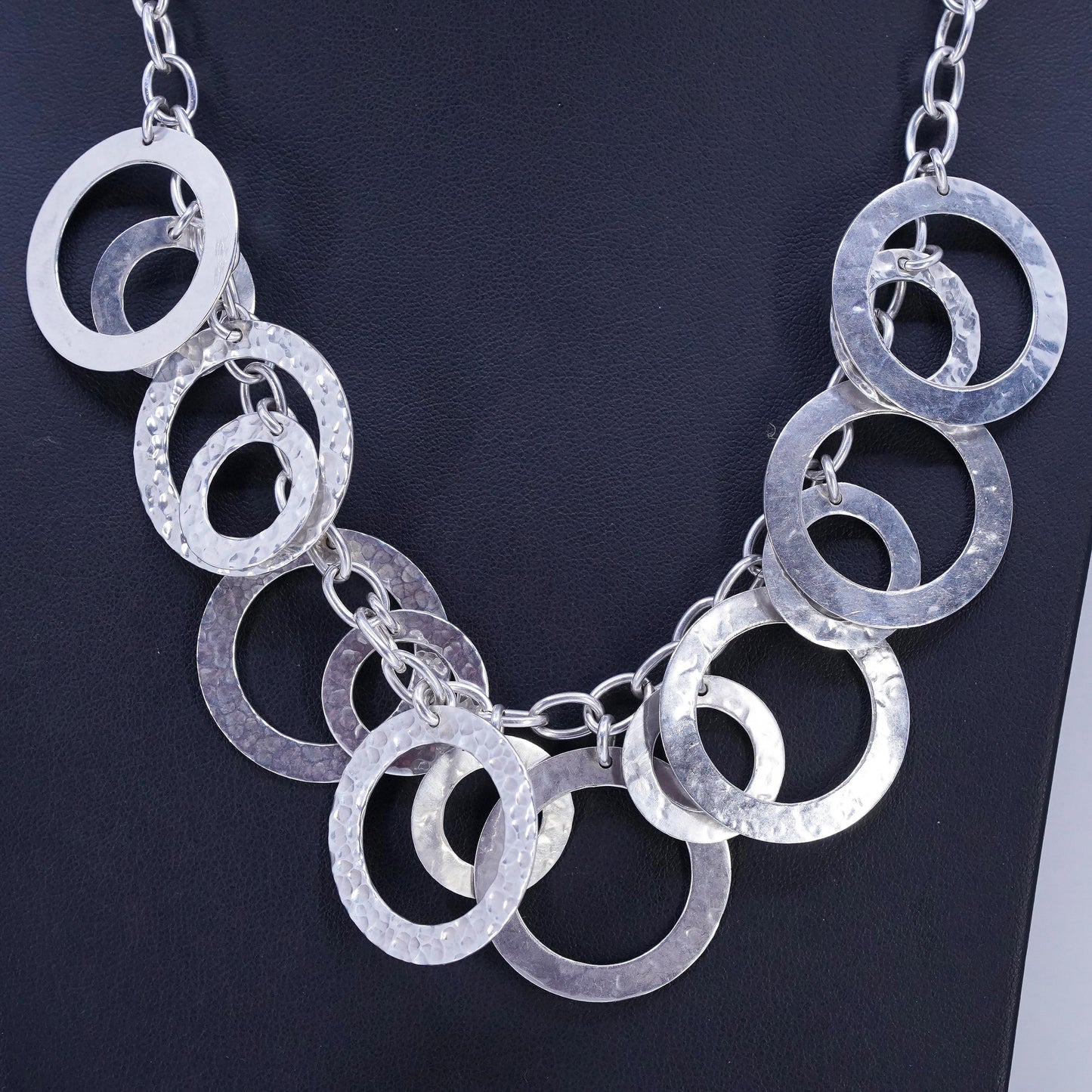 20", vintage Mexican Sterling 925 silver circle necklace circle disc pendants