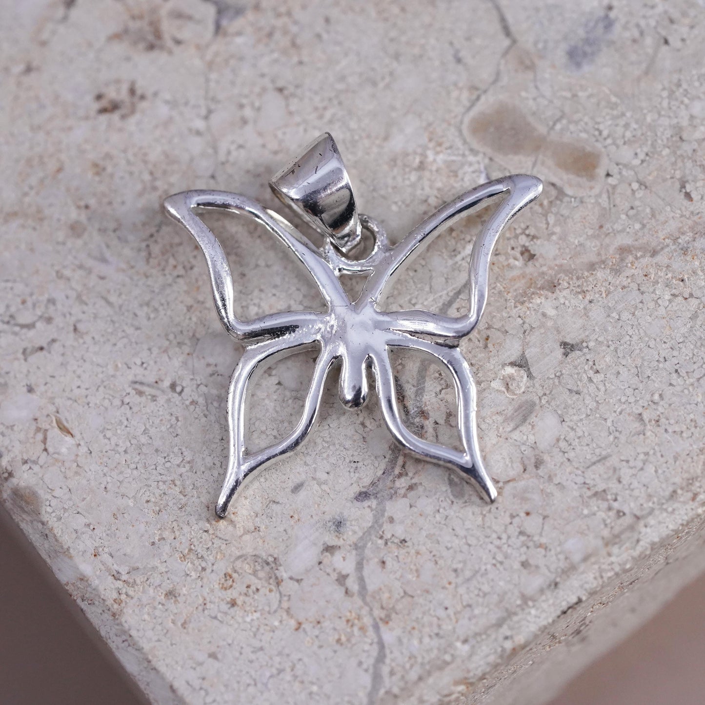 Sterling silver handmade pendant, solid 925 silver butterfly charm