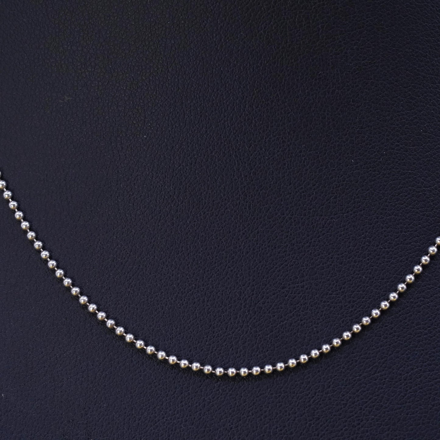 16”, 1mm, vintage Sterling silver beads necklace, Italy 925 curb chain beads