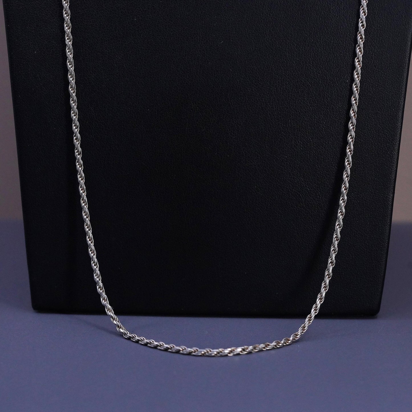 30" 2mm, vintage Sterling silver handmade necklace, 925 rope chain