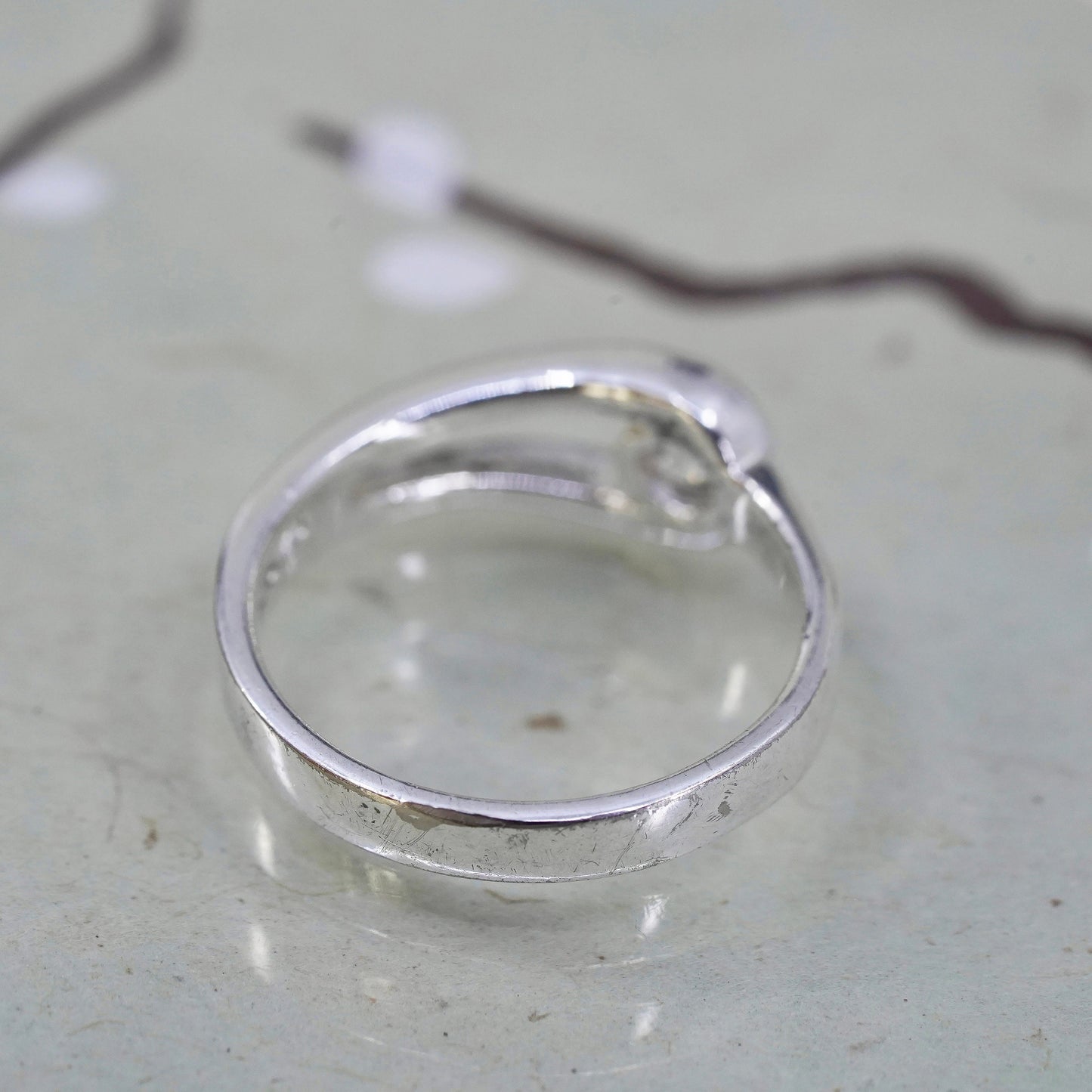 Size 8, Vintage sterling silver handmade ring, engagement ring with cz