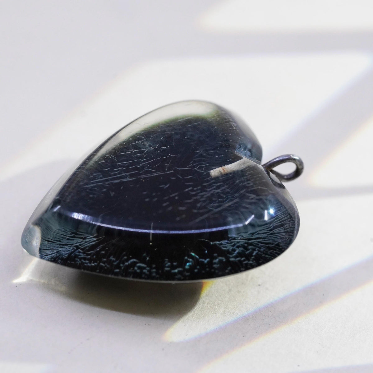 Vintage cameo girl black heart pendant