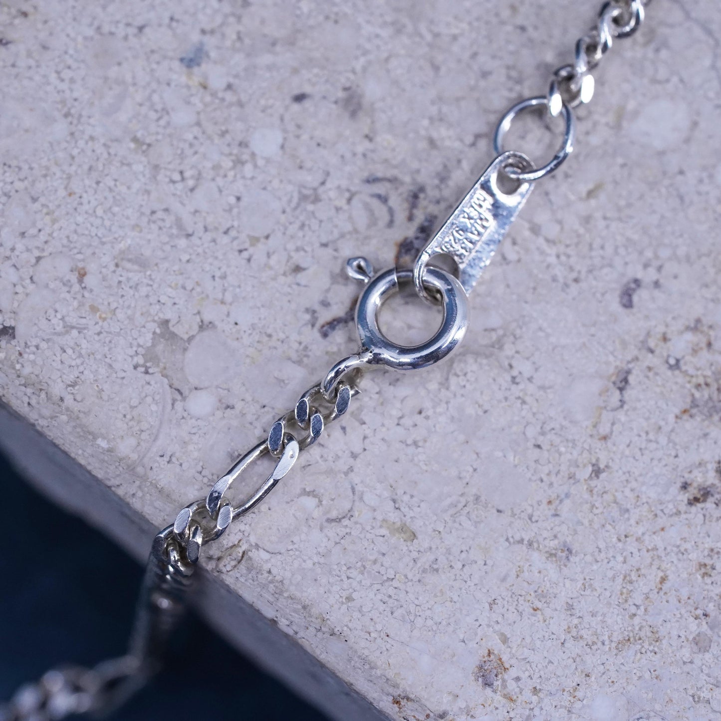 19", 3mm, vintage Mexican Sterling silver handmade necklace, 925 Figaro chain