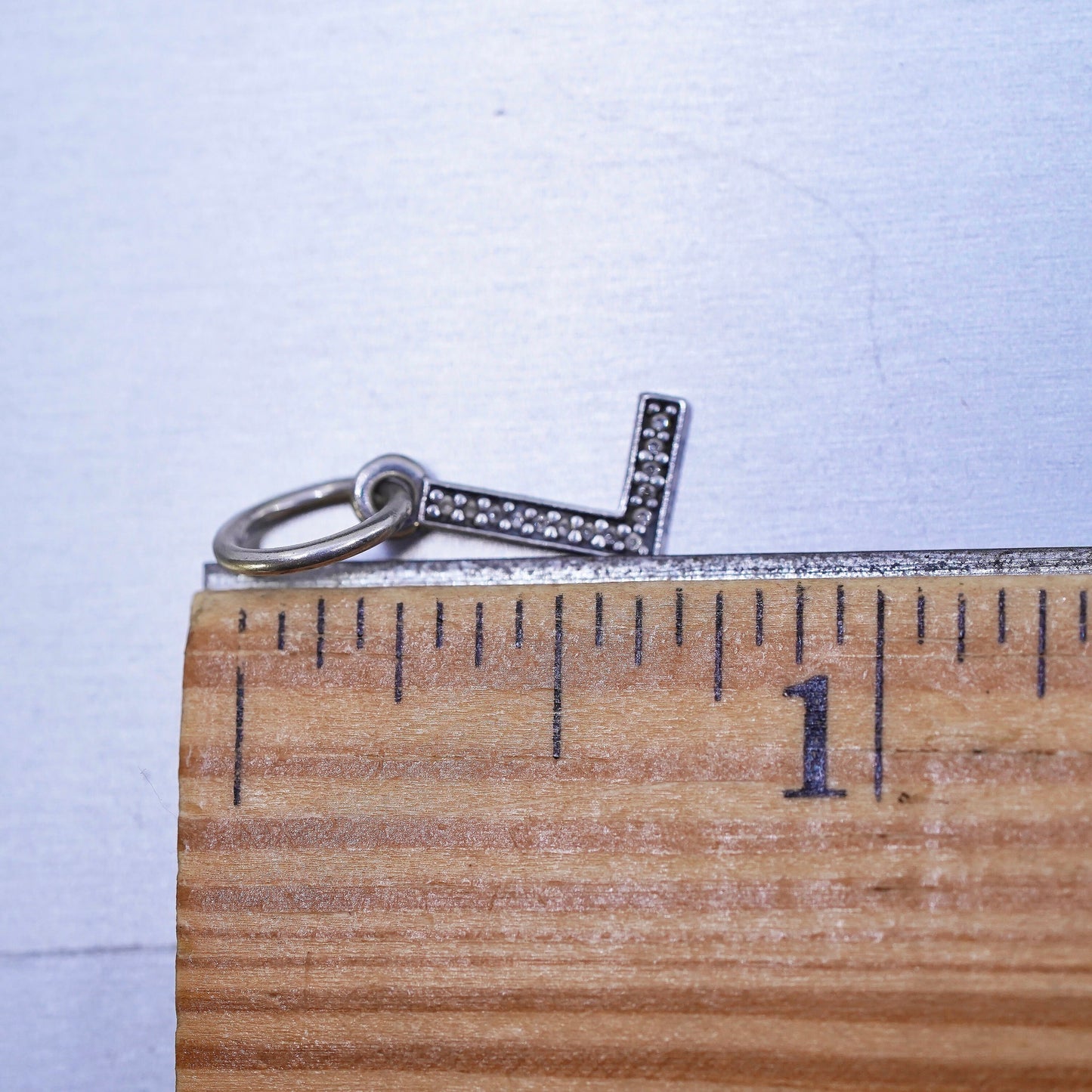 Vintage ALE sterling silver handmade pendant, 925 letter “L” charm with cz