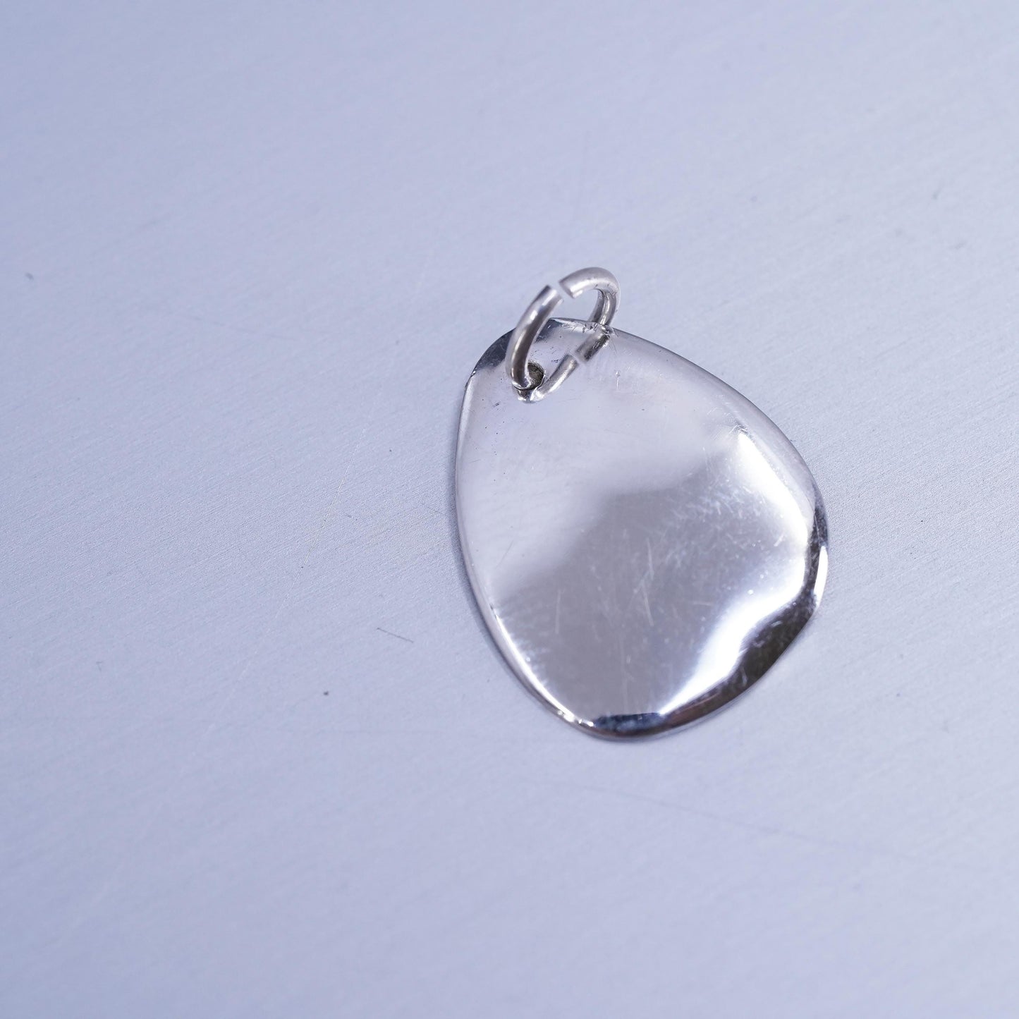 Vintage sterling 925 silver handmade hammered teardrop charm pendant