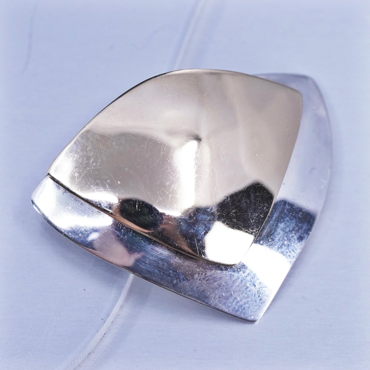 Vintage sterling silver handmade brooch, 925 leaf pin with 14K gold trim