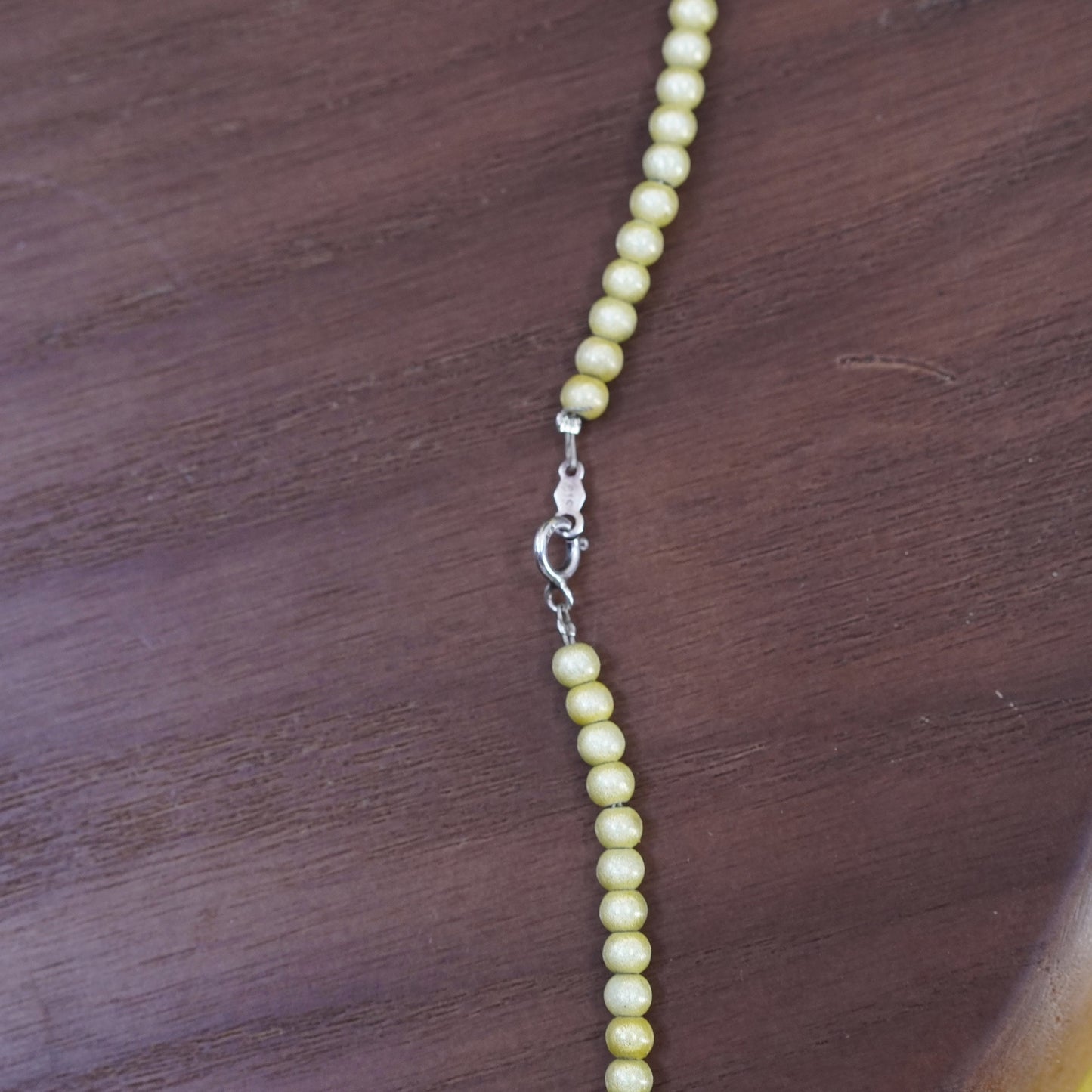 20” vintage sterling 925 silver handmade necklace with green glass beads