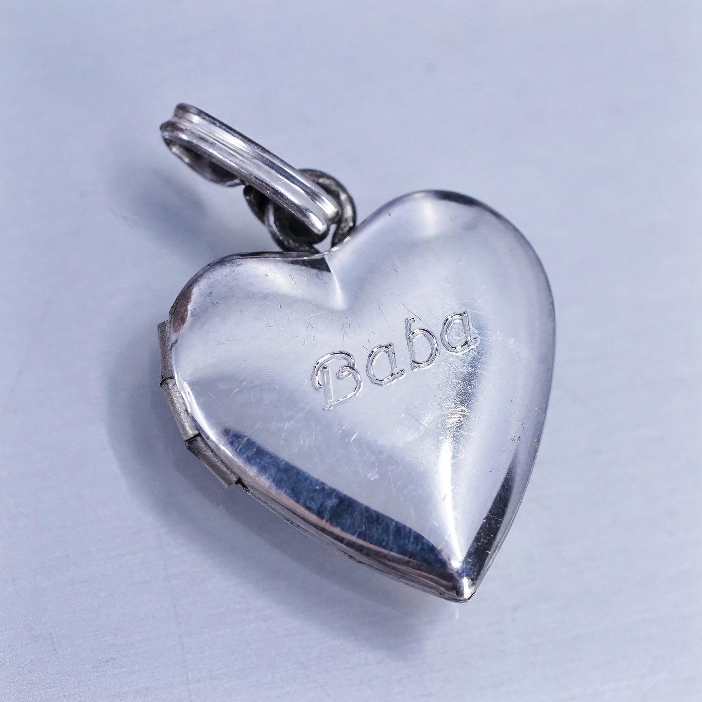 Vintage Sterling silver handmade charm, 925 heart photo locket pendant