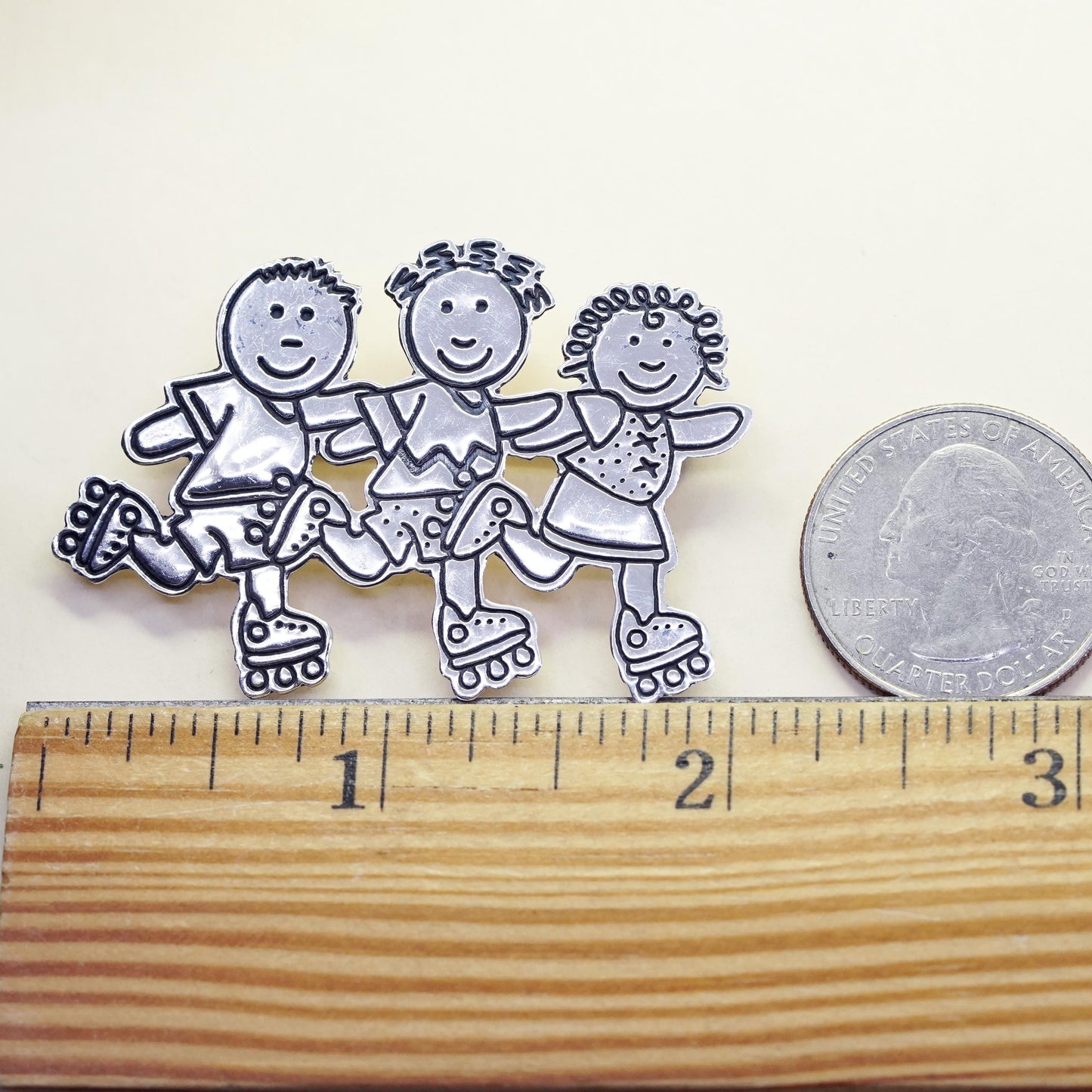 Antique Mexican sterling silver handmade brooch, 925 Save the Children hearts